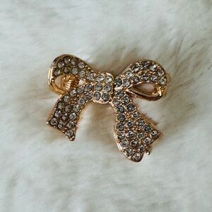 Hair Claw Clip Gold Bow with Crystals, mini size